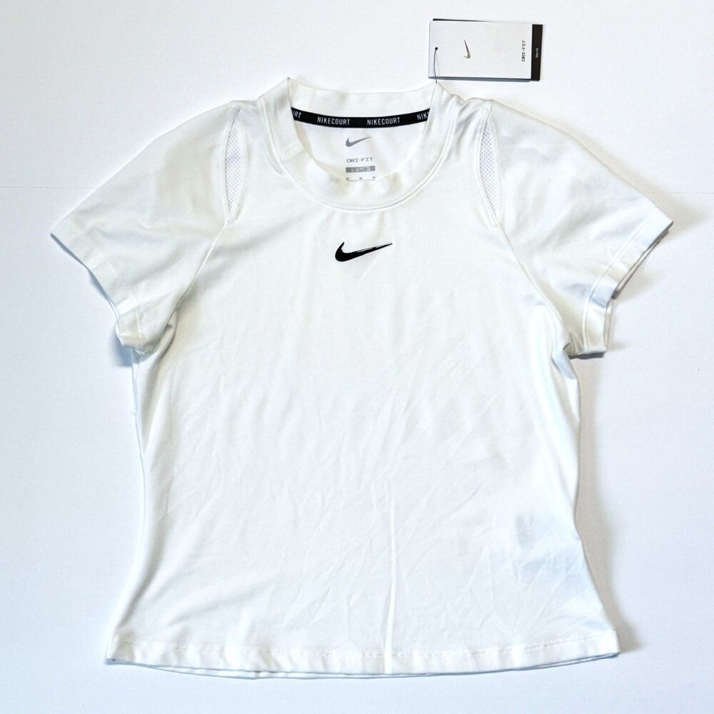 Nike Court Tennis T-Shirt White Dri-Fit Top DQ7407-100 White Women’s Size S NWT
